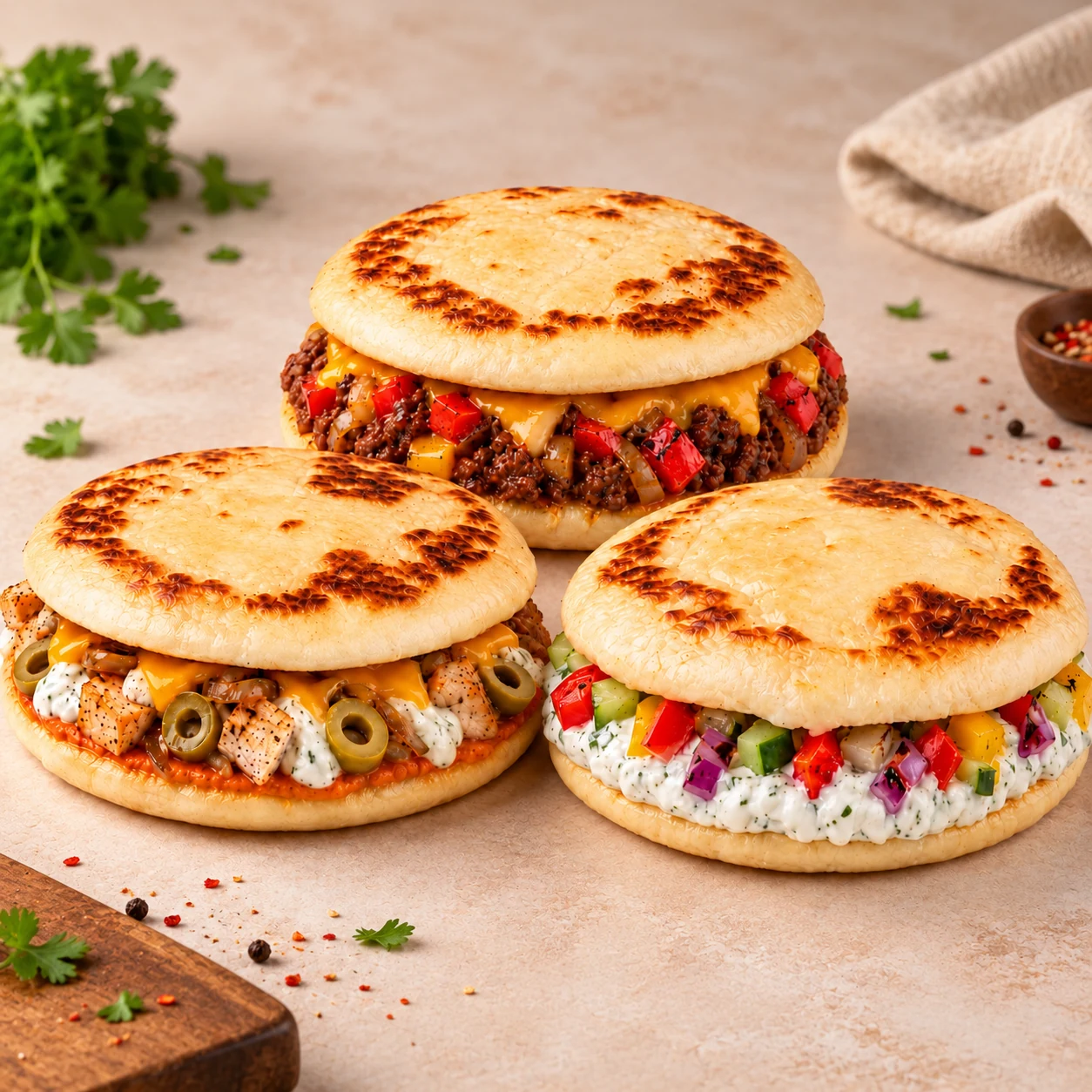 Trio d’arepas gourmandes garnies.png